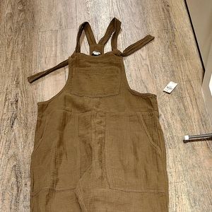 NWT XS cotton overalls Aerie Olive color